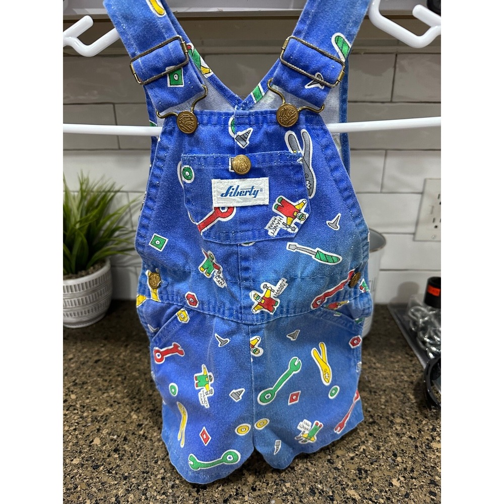 vtg liberty denim handyman short overalls 24 mos
